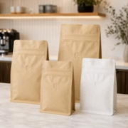 Ready-to-Ship Blank Kraft Coffee Bags – Valve & Zipper Options image 1