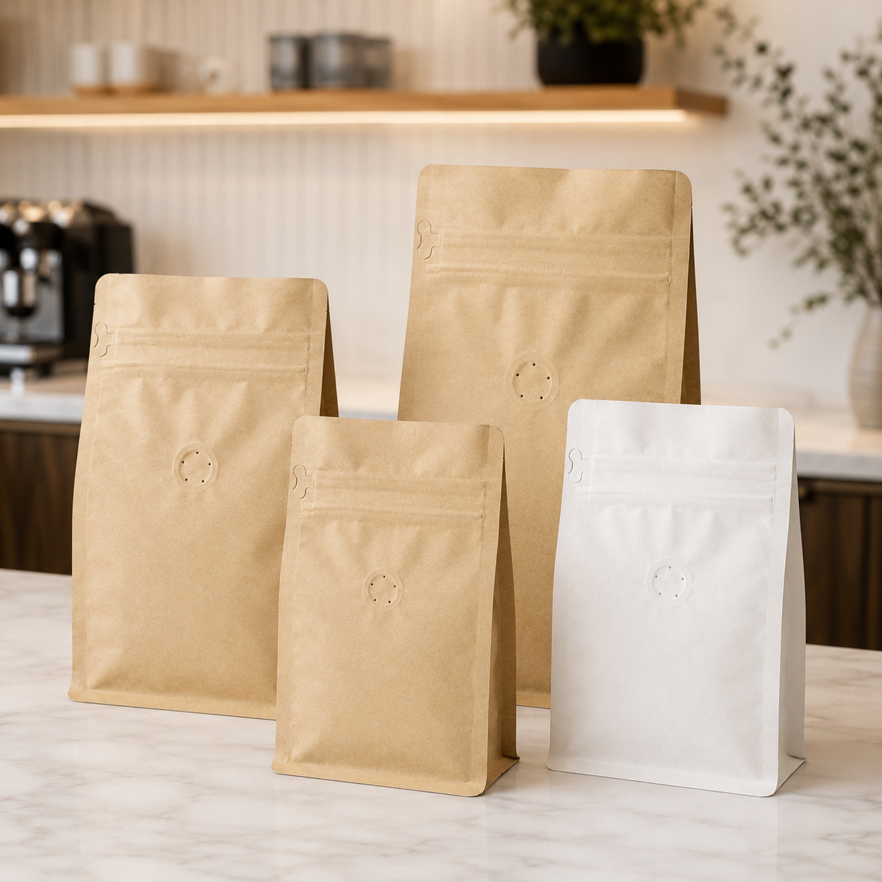 Ready-to-Ship Blank Kraft Coffee Bags – Valve & Zipper Options image 1