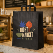 Custom Flat Handle Kraft Paper Takeout Bags with Logo image 9