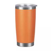 Orange 20oz powder-coated stainless steel car tumbler