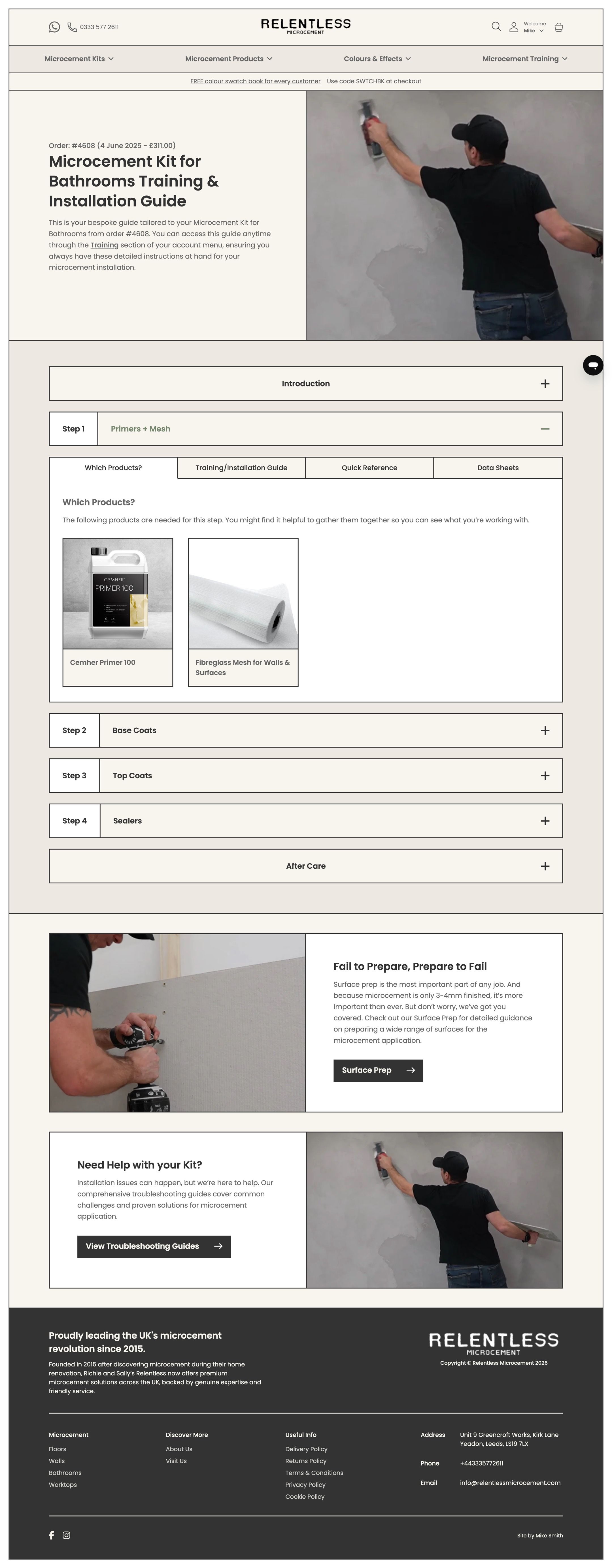 The training and installation guide page