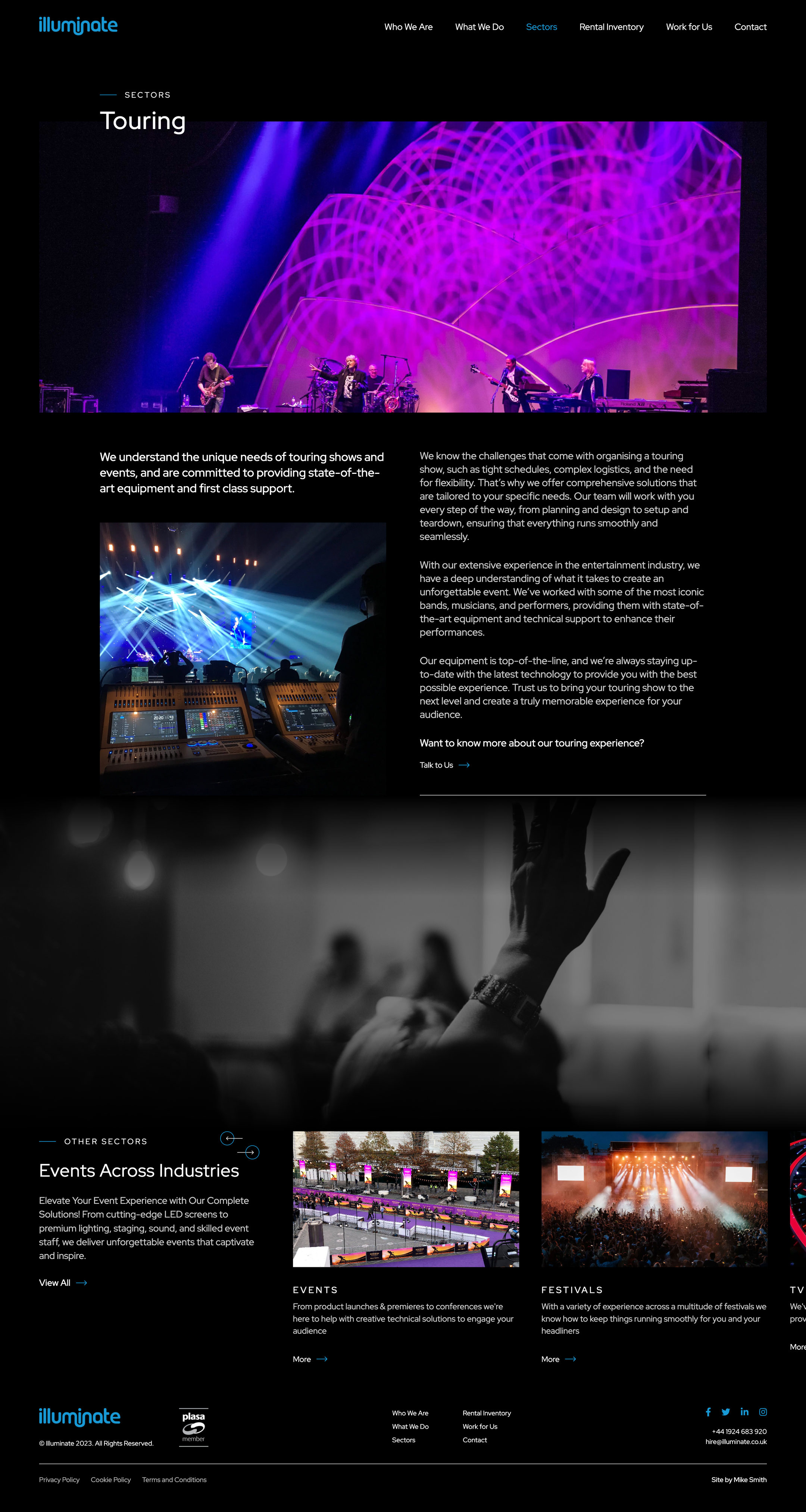 Illuminate's rental inventory page listing AV equipment such as SDI cables