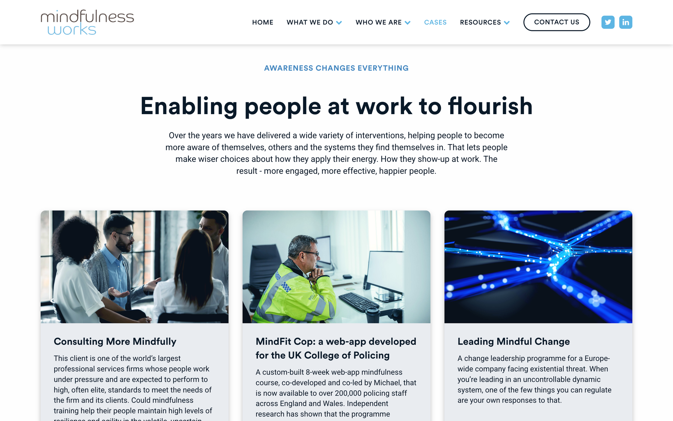 'Enabling people at work to flourish' with case-study cards