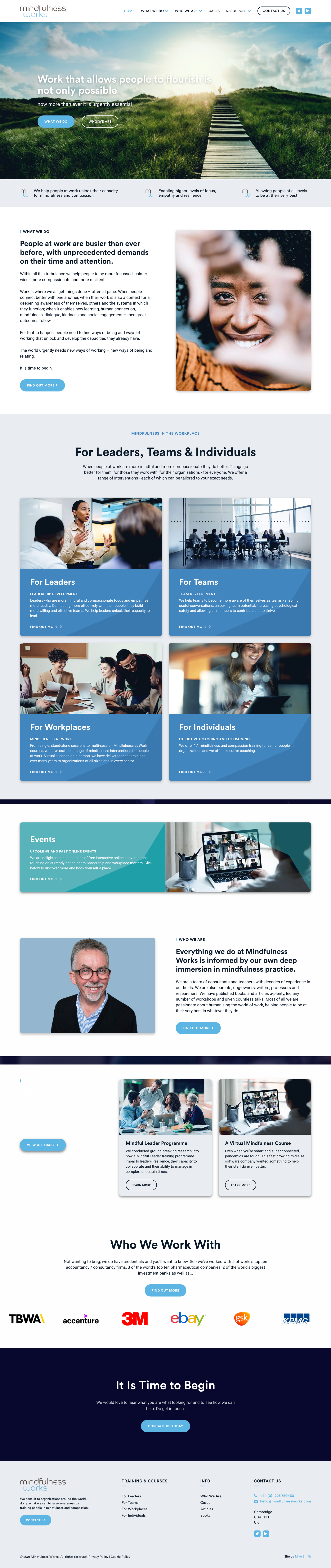 The articles section with 'For Workplaces' and 'For Individuals' resources