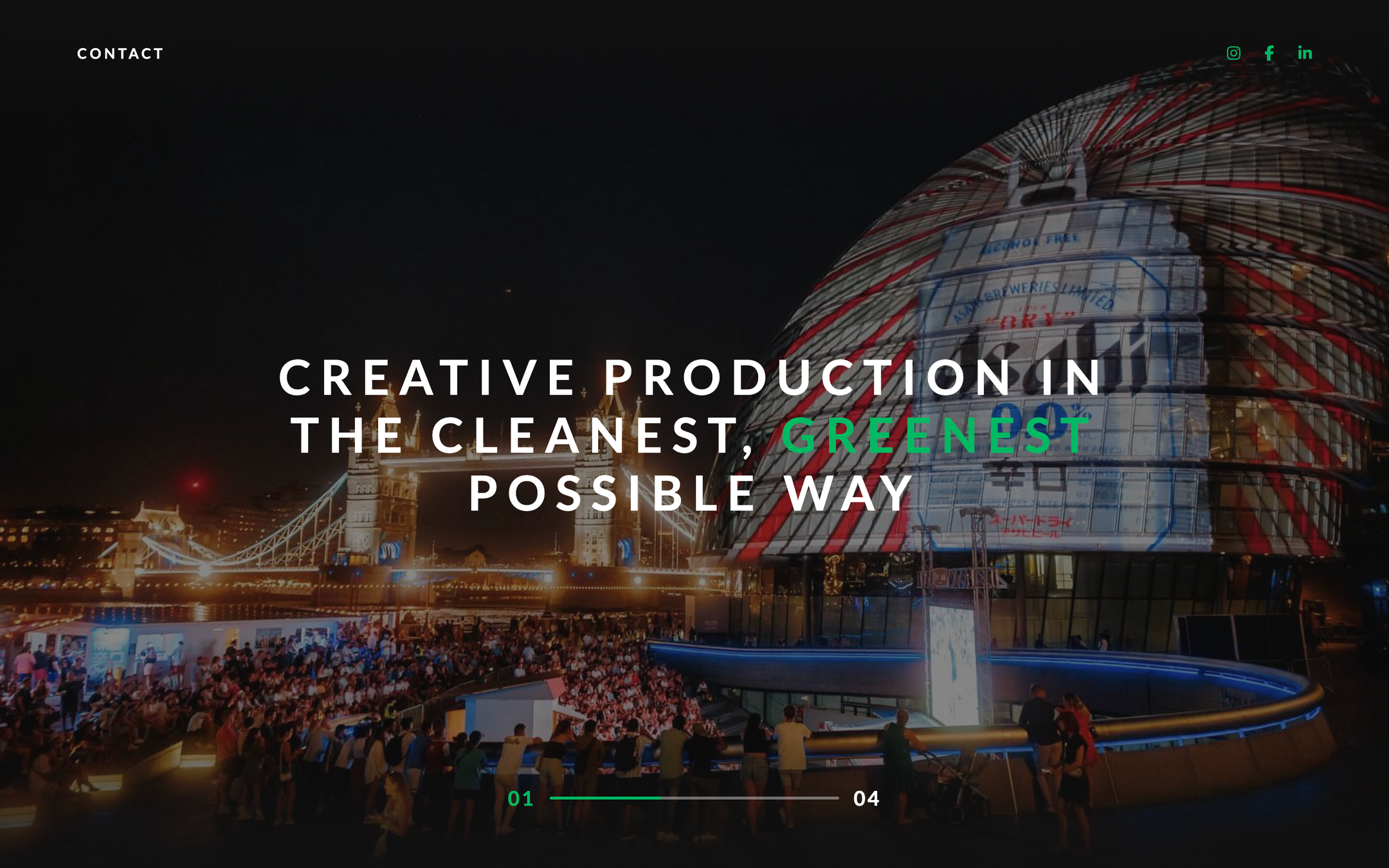 'Creative production in the cleanest, greenest possible way' over an event-dome photo