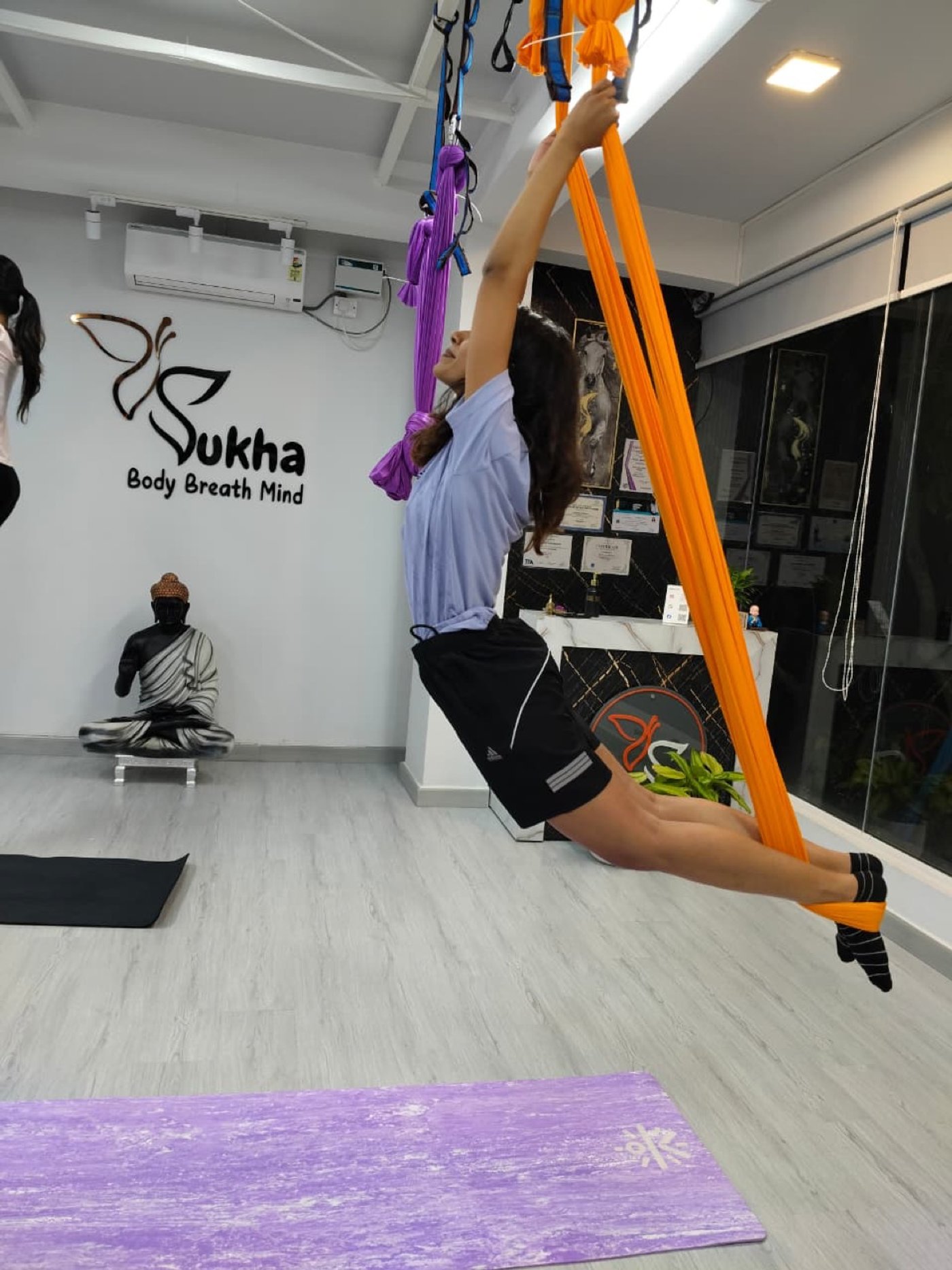 A controlled aerial hold used in training