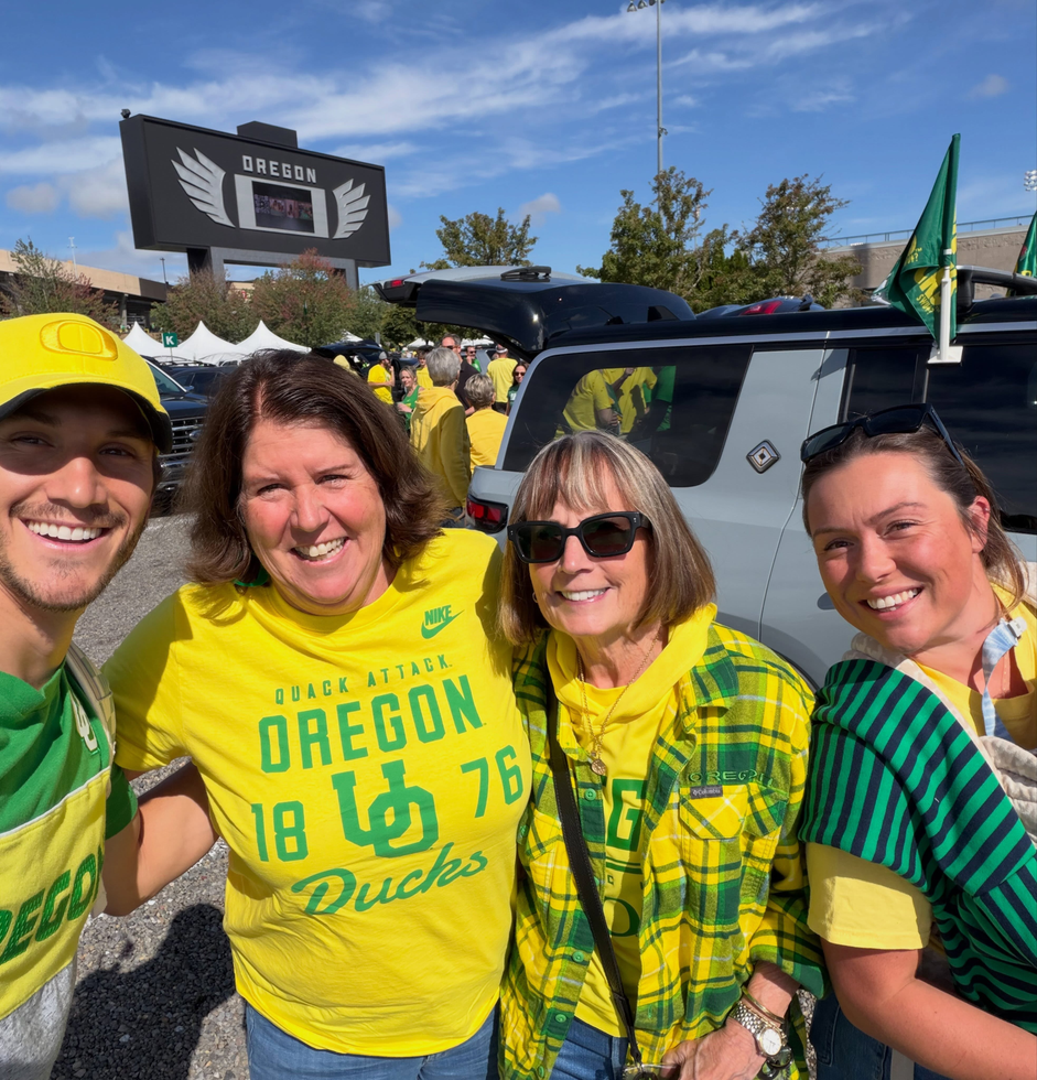 The firm and friends at an Oregon Ducks tailgate
