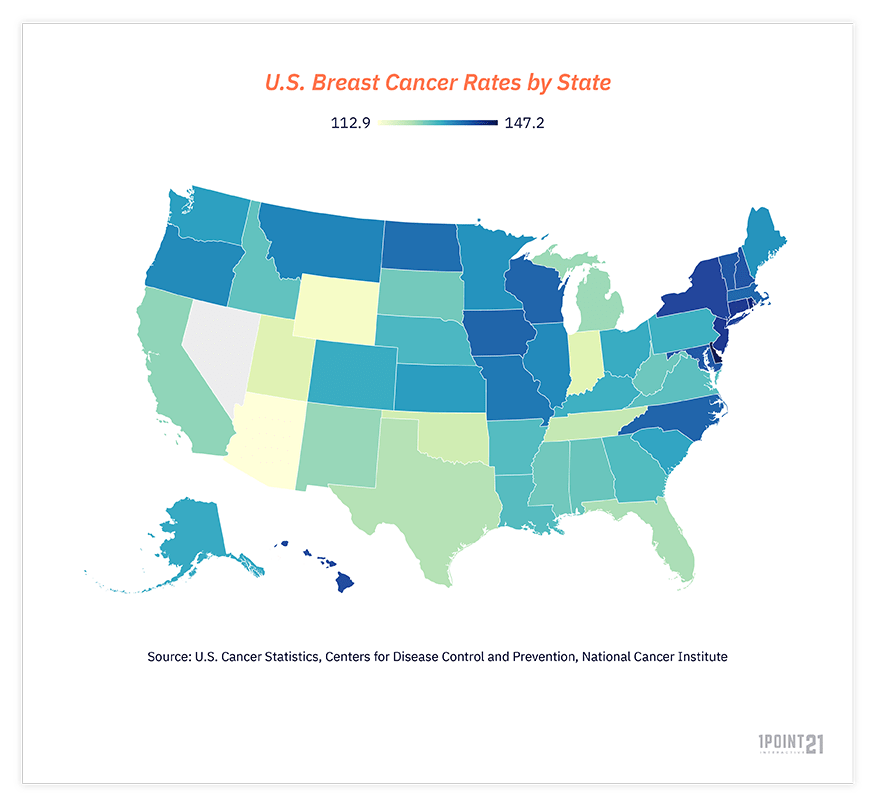 U.S. breast cancer rates by state
