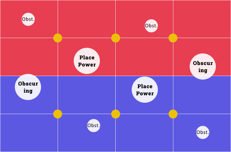 map showing a grid and where you and your opponent can deploy your armies