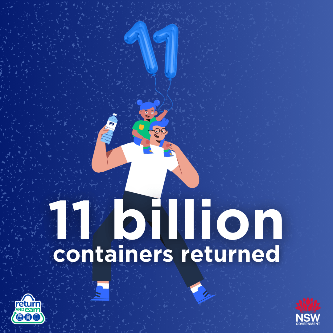 11 billion drink containers recycled through Return and Earn