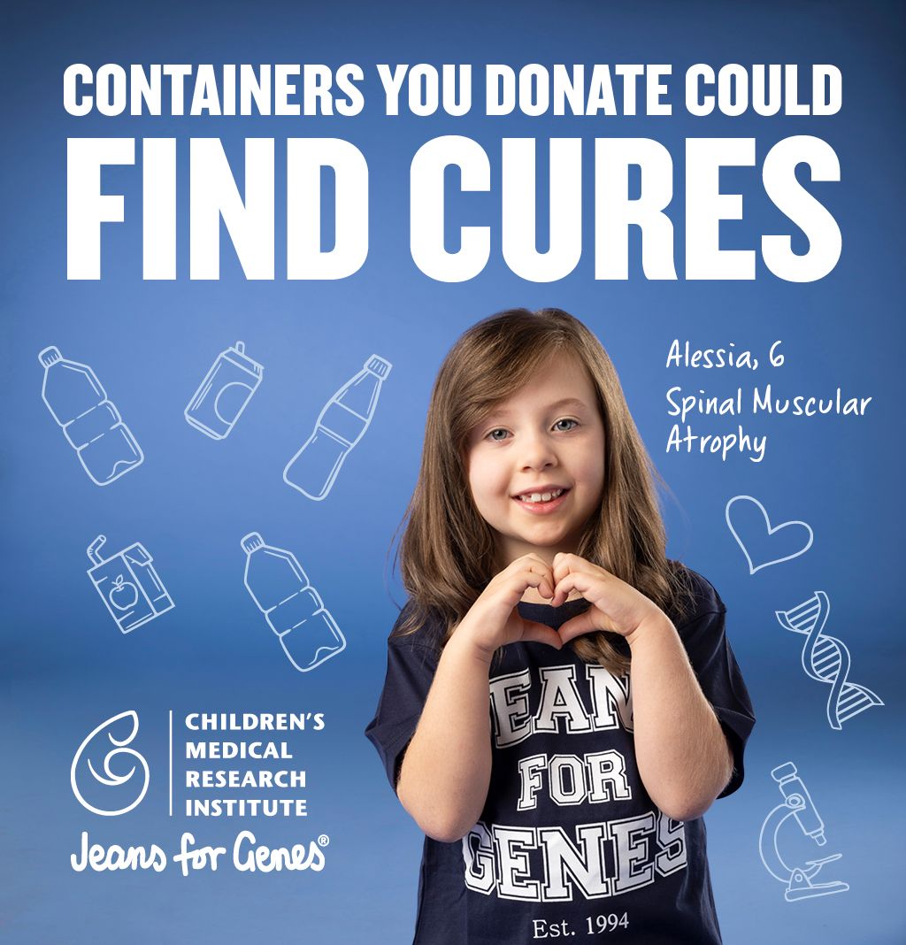 JEans for Genes poster featuring Alessia a  6 year old child