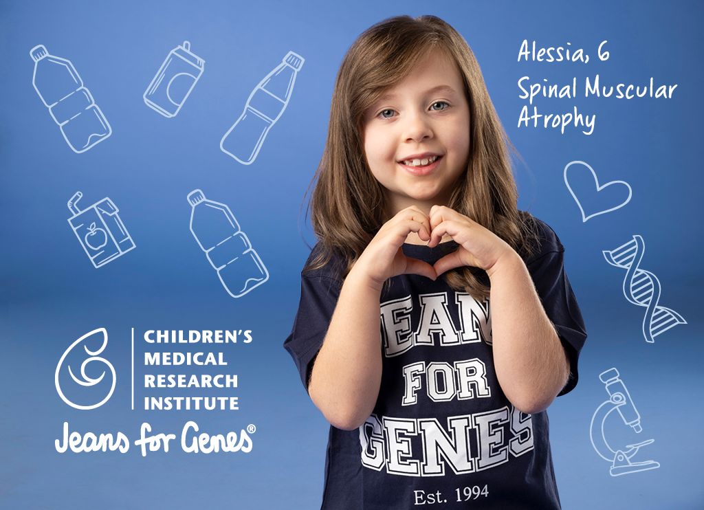 JEans for Genes poster featuring Alessia a 6 year old child