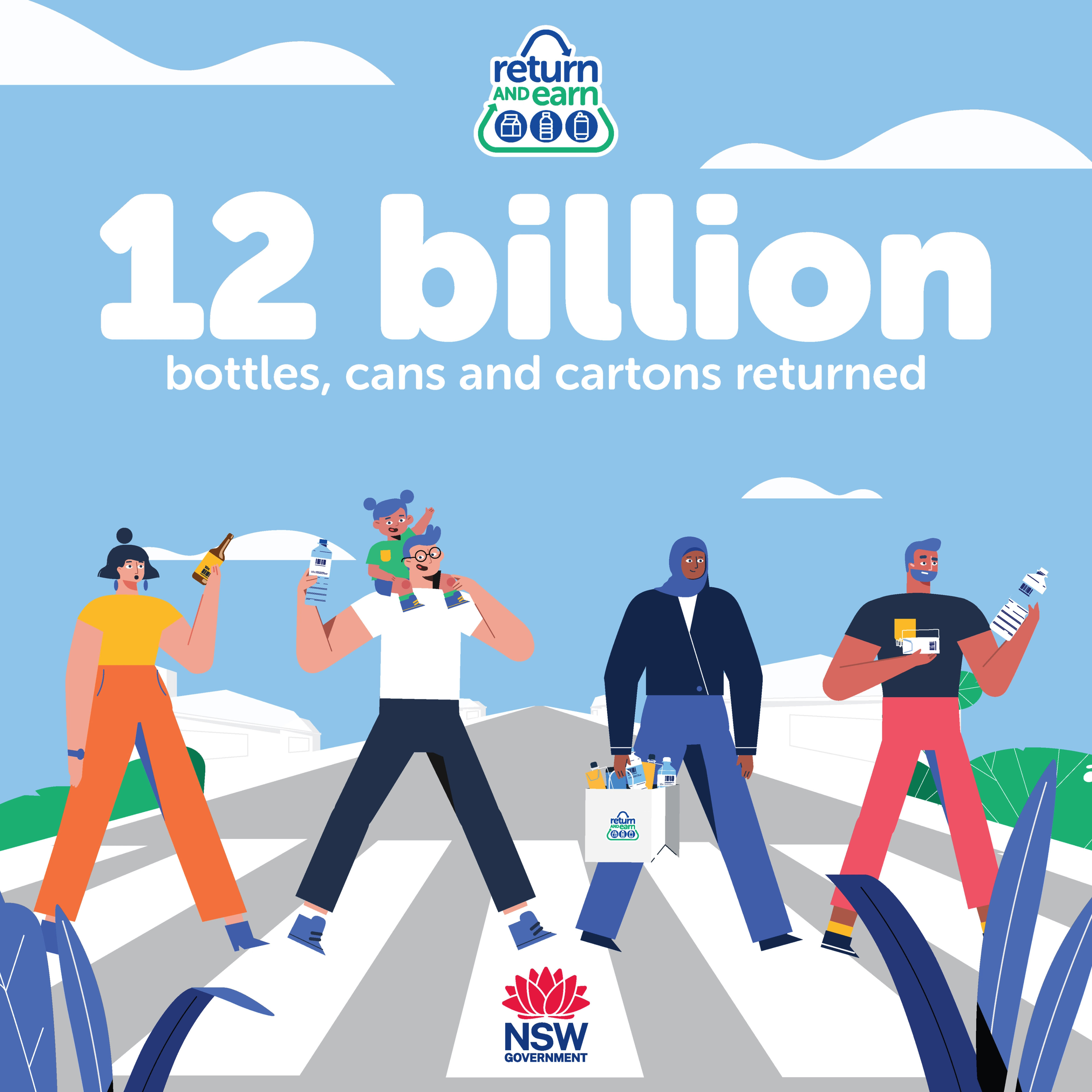 12 billion drink containers recycled through Return and Earn