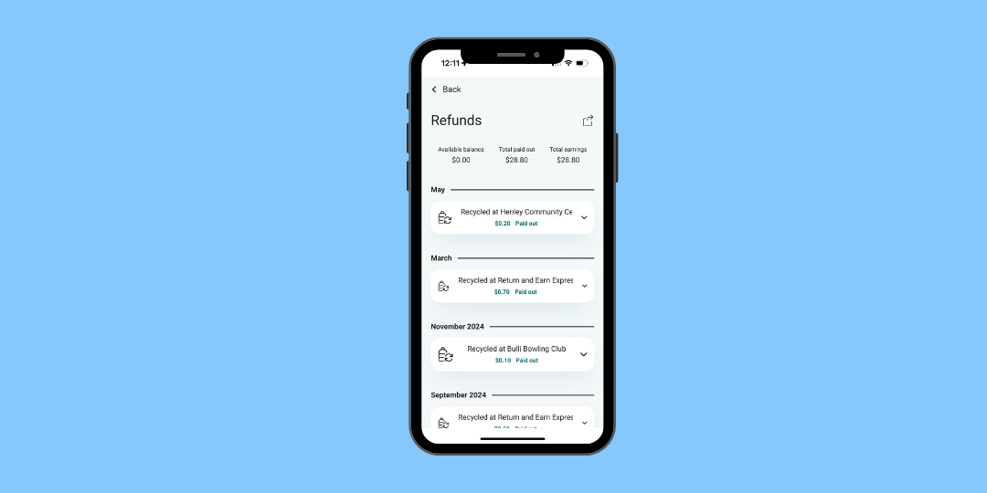 Return and earn app managing donations