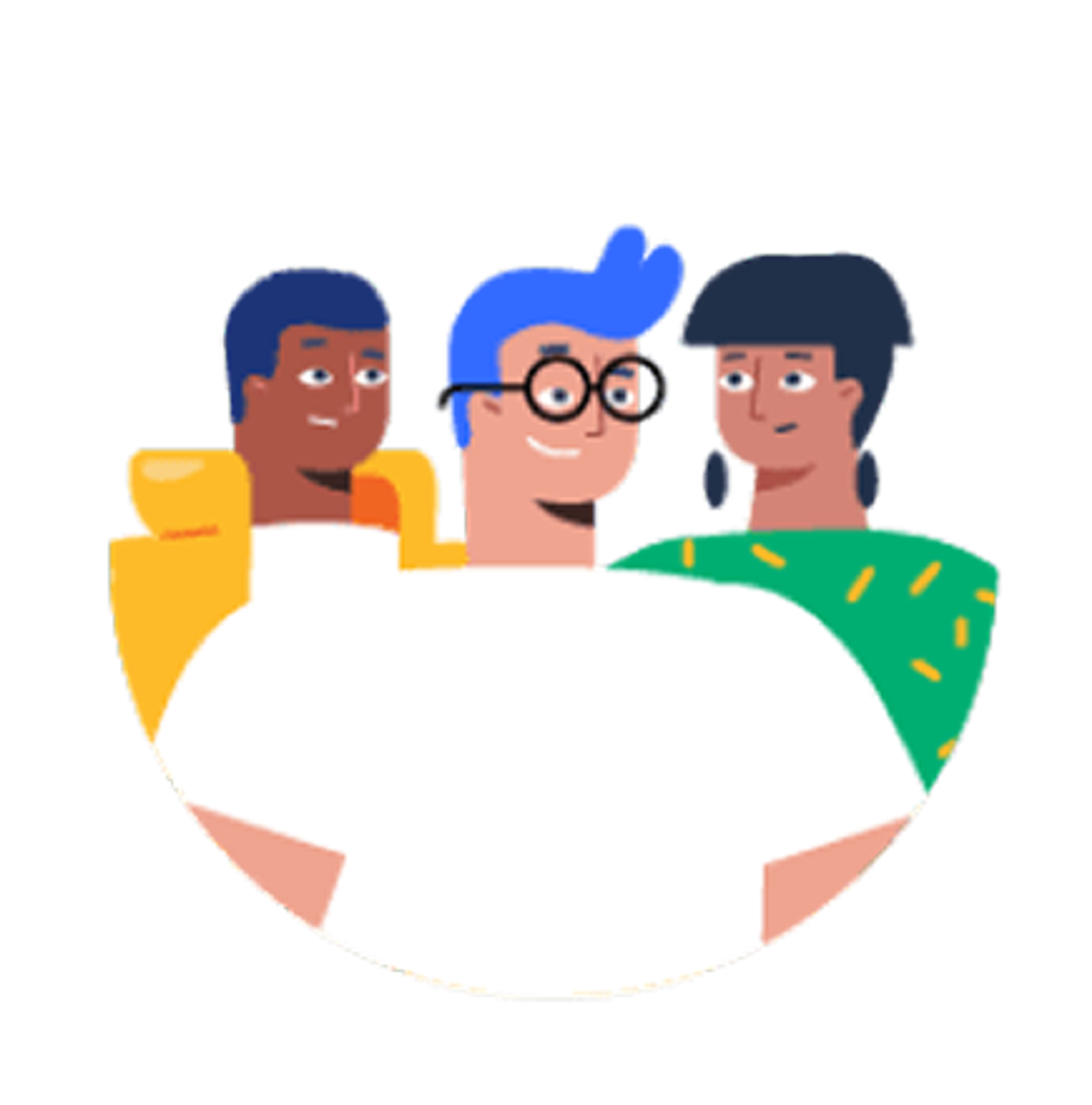 An illustration of three people