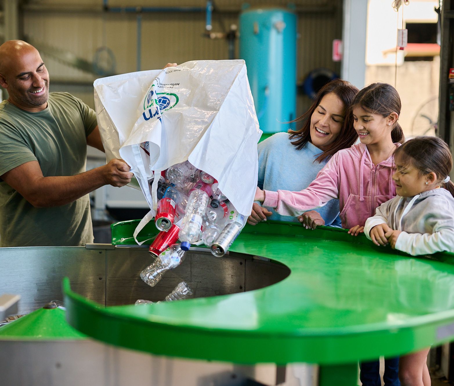 Family using return and earn depot