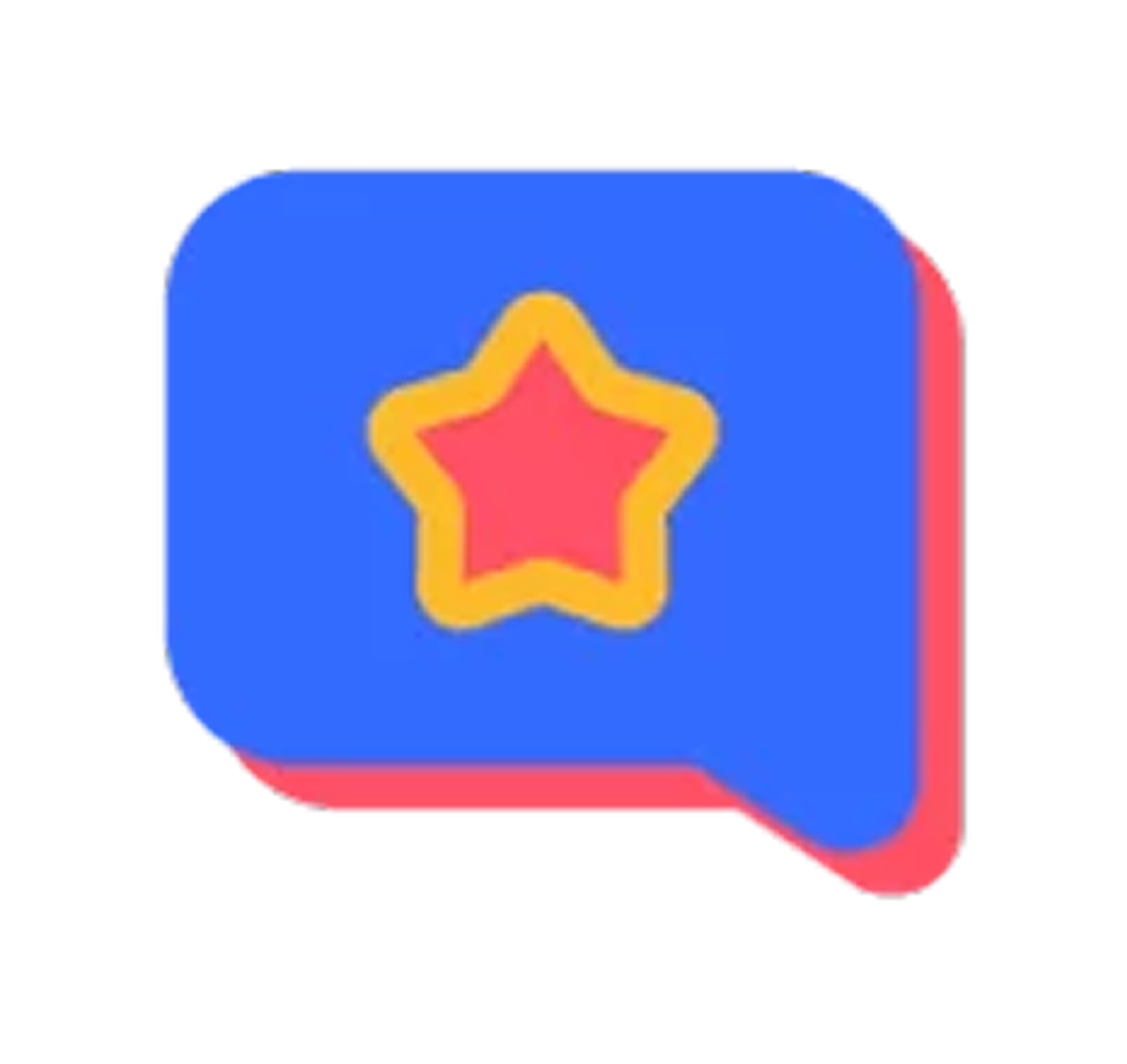 An illustration of a speech bubble with a star in it