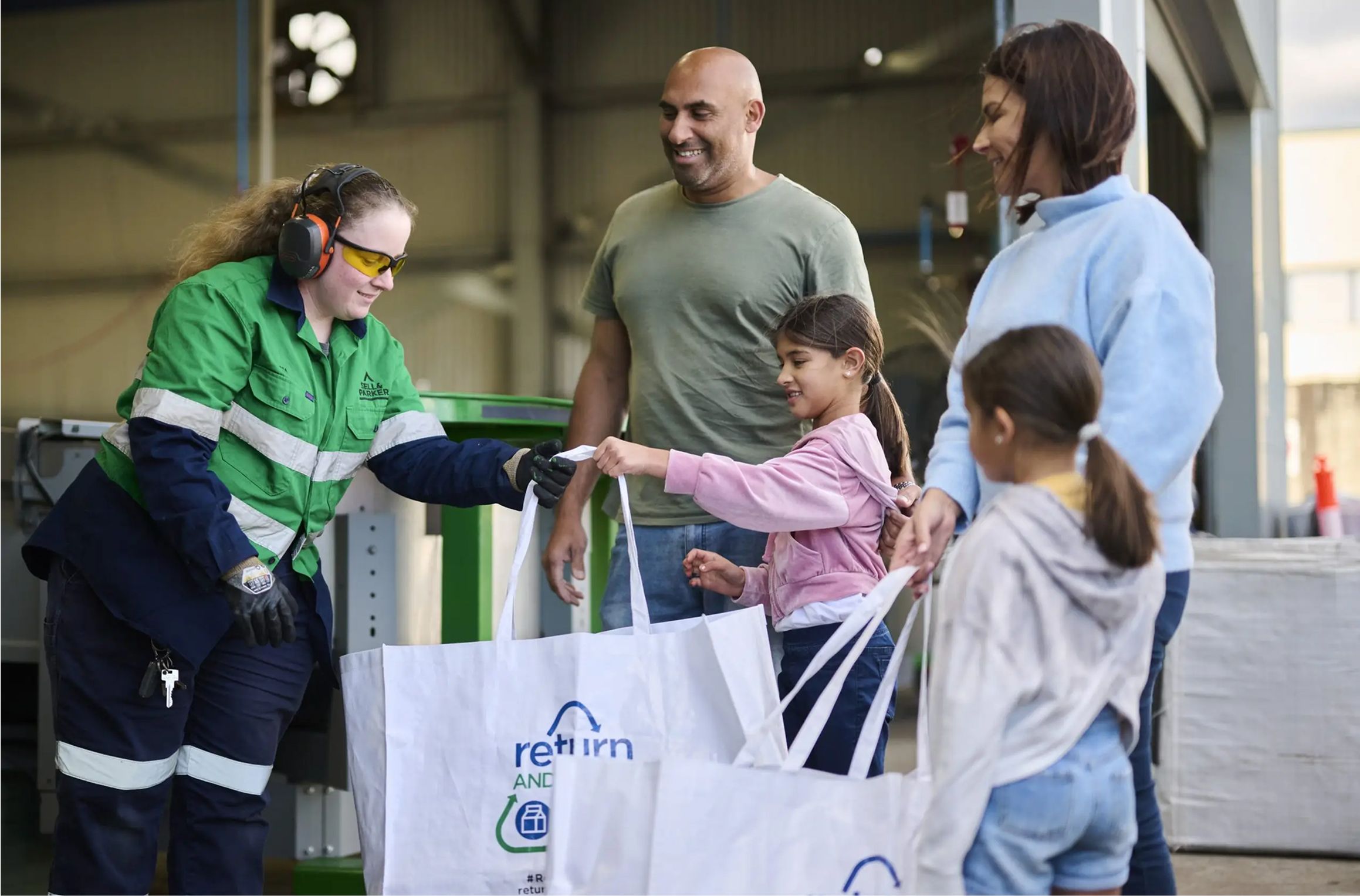 A family at a depot