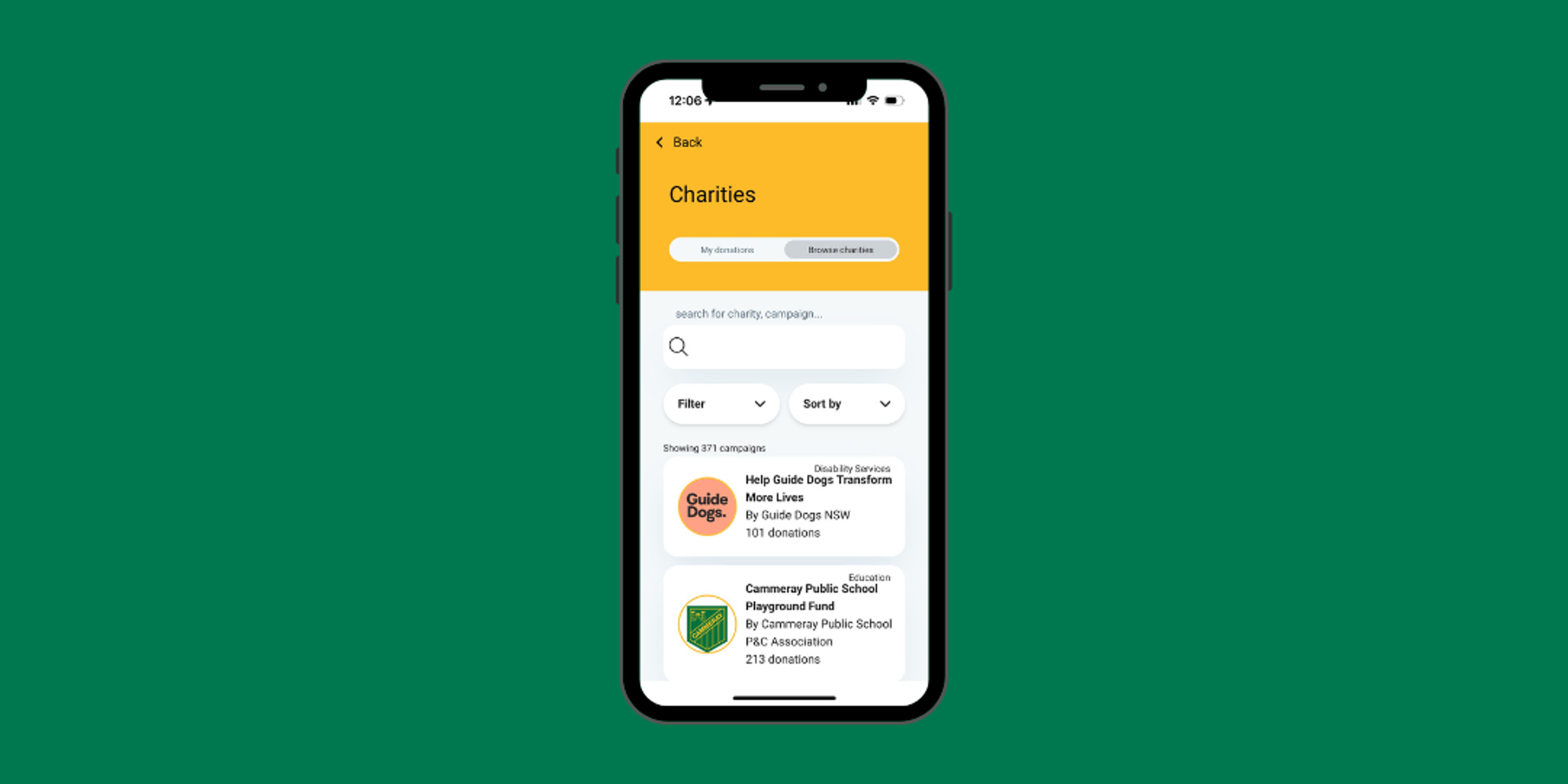 Return and earn app donations