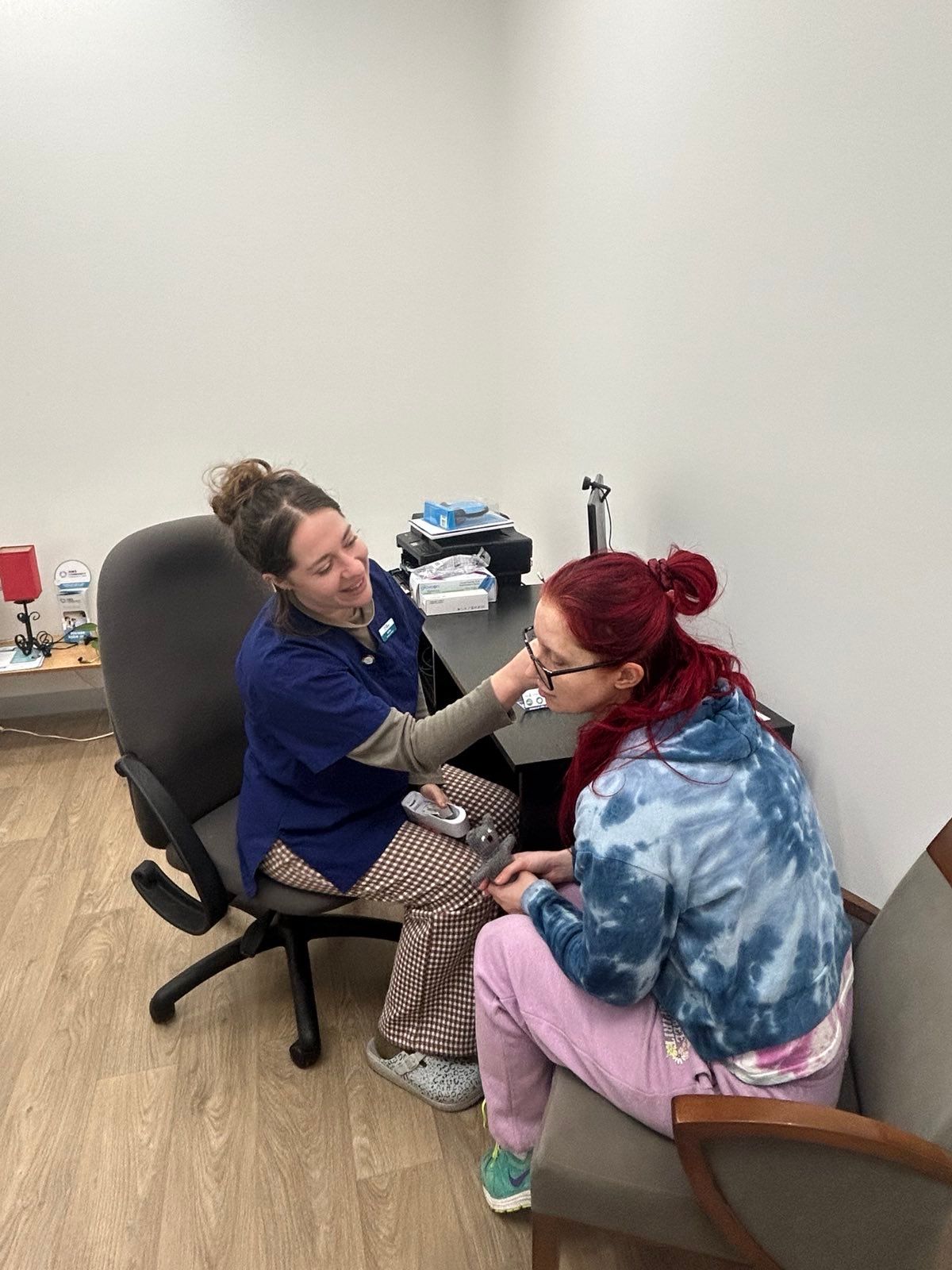 Two people in the clinic