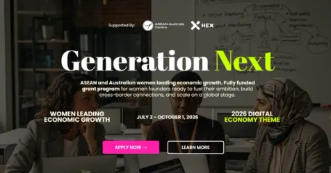 A diverse group of women entrepreneurs from ASEAN and Australia collaborating in Melbourne.