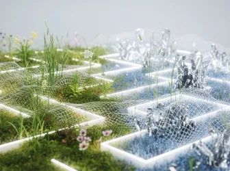 A diverse group of innovators collaborating on AI-driven environmental solutions.