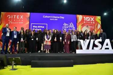Diverse group of entrepreneurs collaborating at the Visa Africa Fintech Accelerator