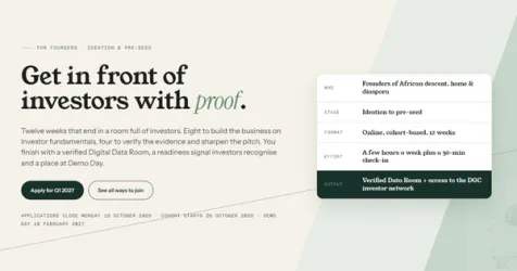 DGC Q1 2027 Investment Readiness Accelerator for African Descent Founders