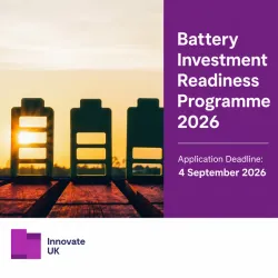 A graphic representing the Battery Investment Readiness Programme with battery and network icons.