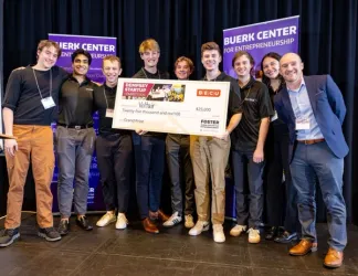 Students pitching their business idea at the Dempsey Startup Competition.