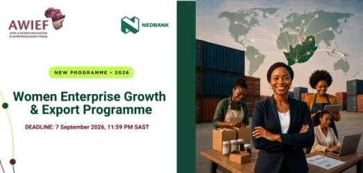 Logos of AWIEF and NedBank for the Women Enterprise Growth & Export Programme