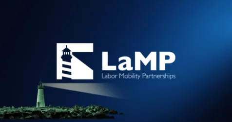 Workers from South and Southeast Asia in diverse professional settings, symbolizing labor mobility.