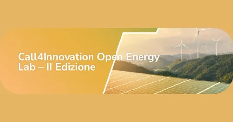 Stylized graphic representing renewable energy sources like wind turbines and solar panels.