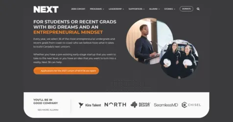 A group of diverse young entrepreneurs collaborating at the Next 36 program.