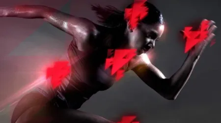 A group of diverse entrepreneurs collaborating on a sportstech project.