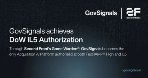 GovSignals Achieves IL5 Authorization via Second Front Systems Platform