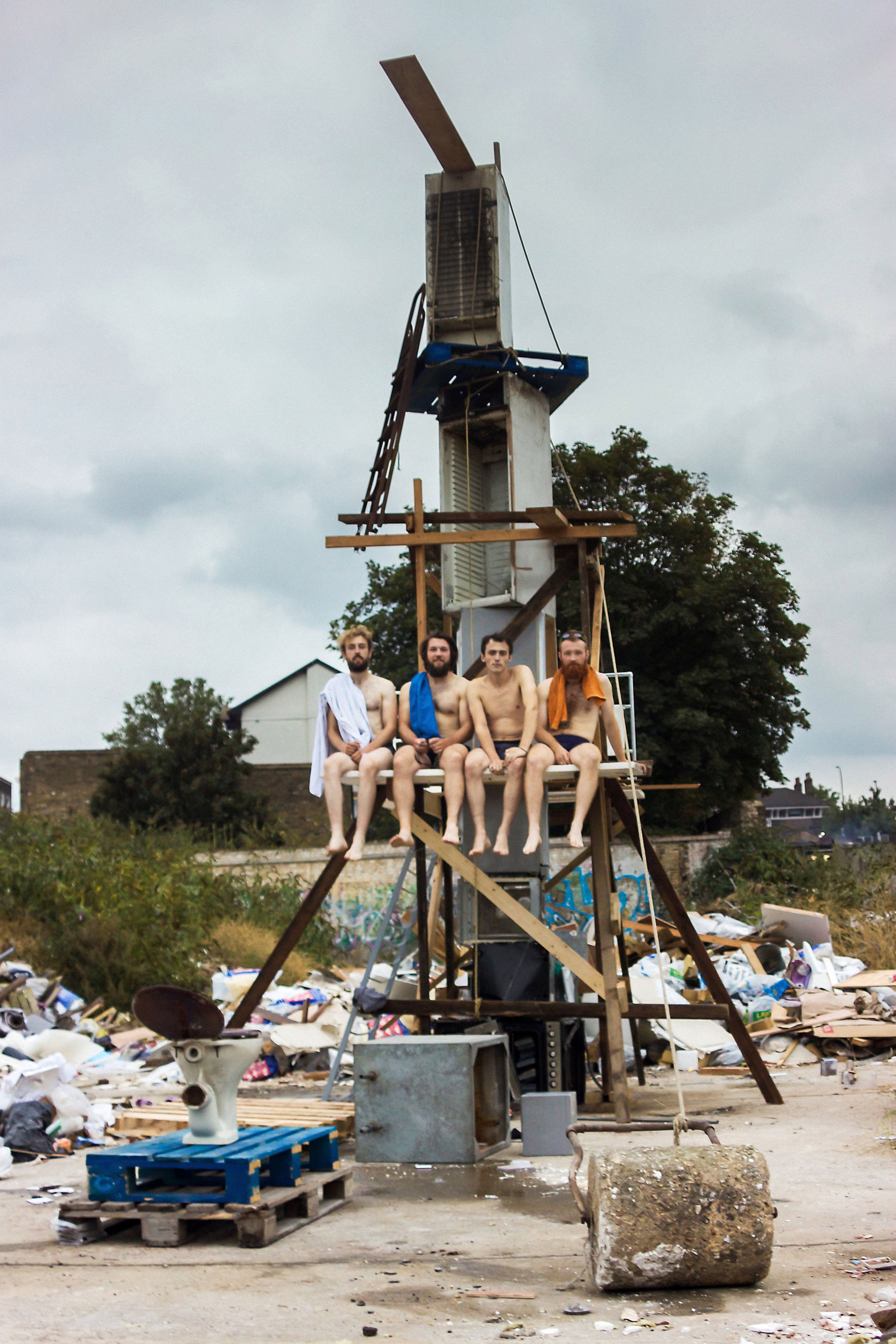 Ruairi and his friends sitting on a F.A.F. project