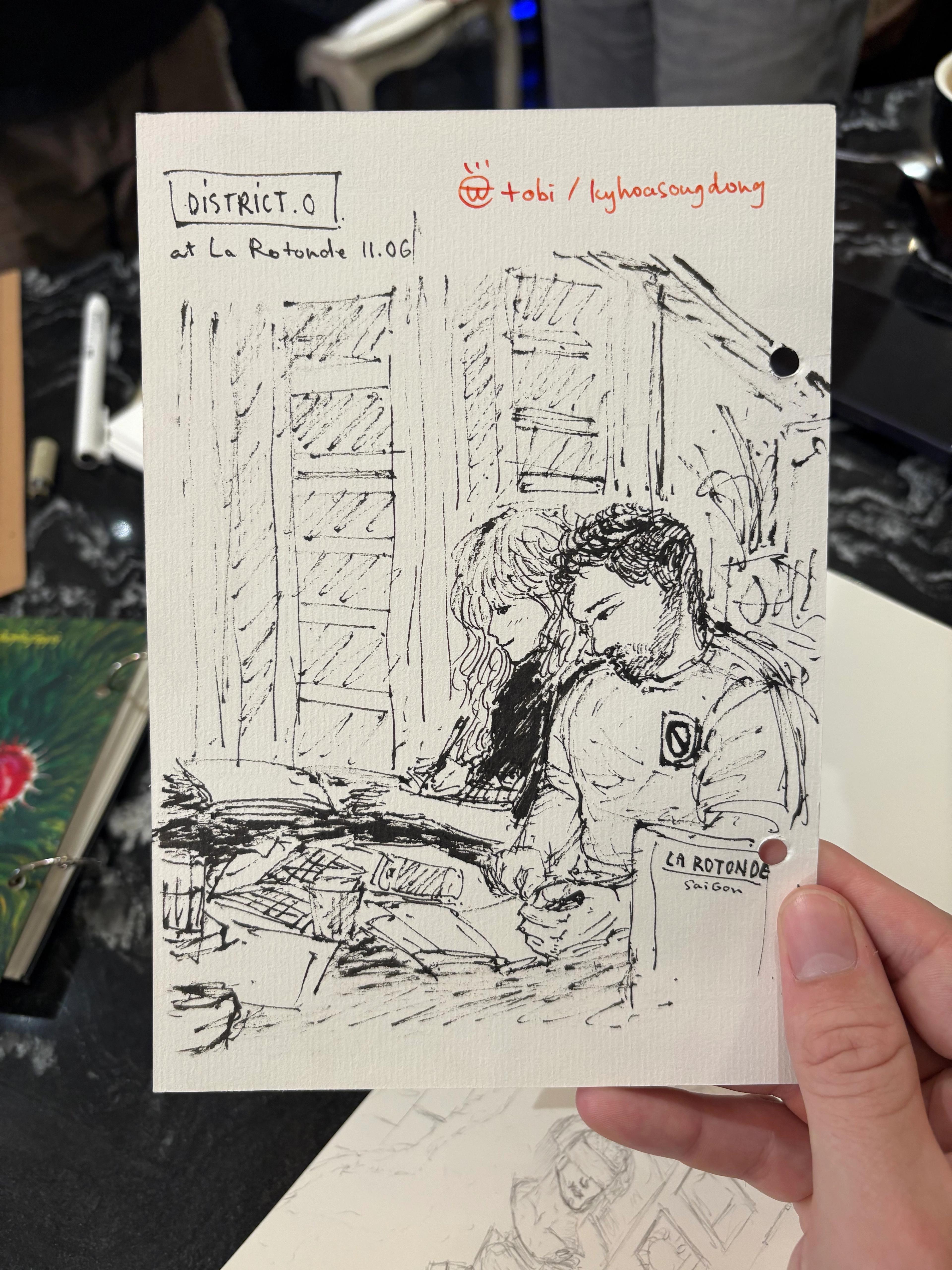 drawing of two people drawing