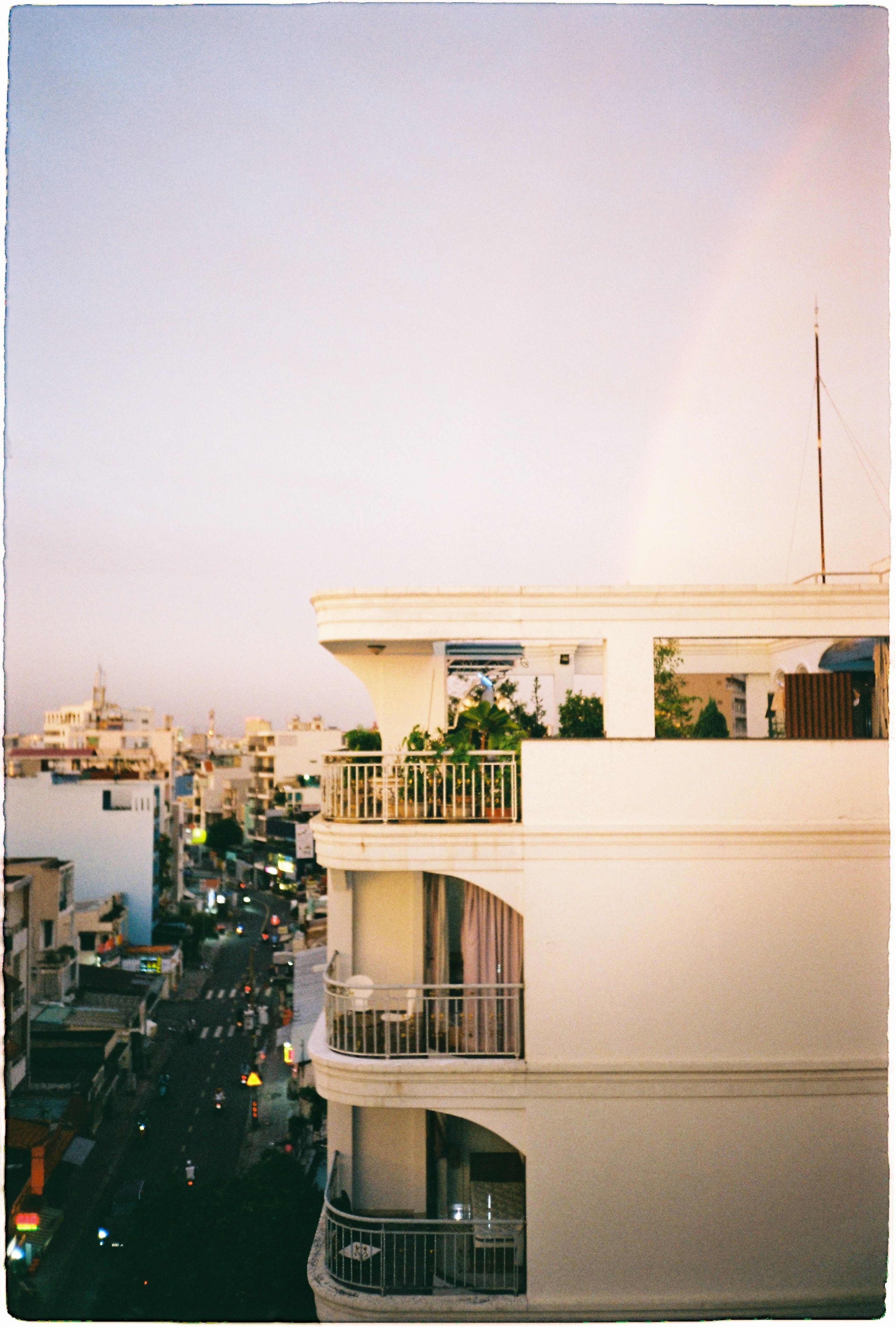 rainbow over a building 