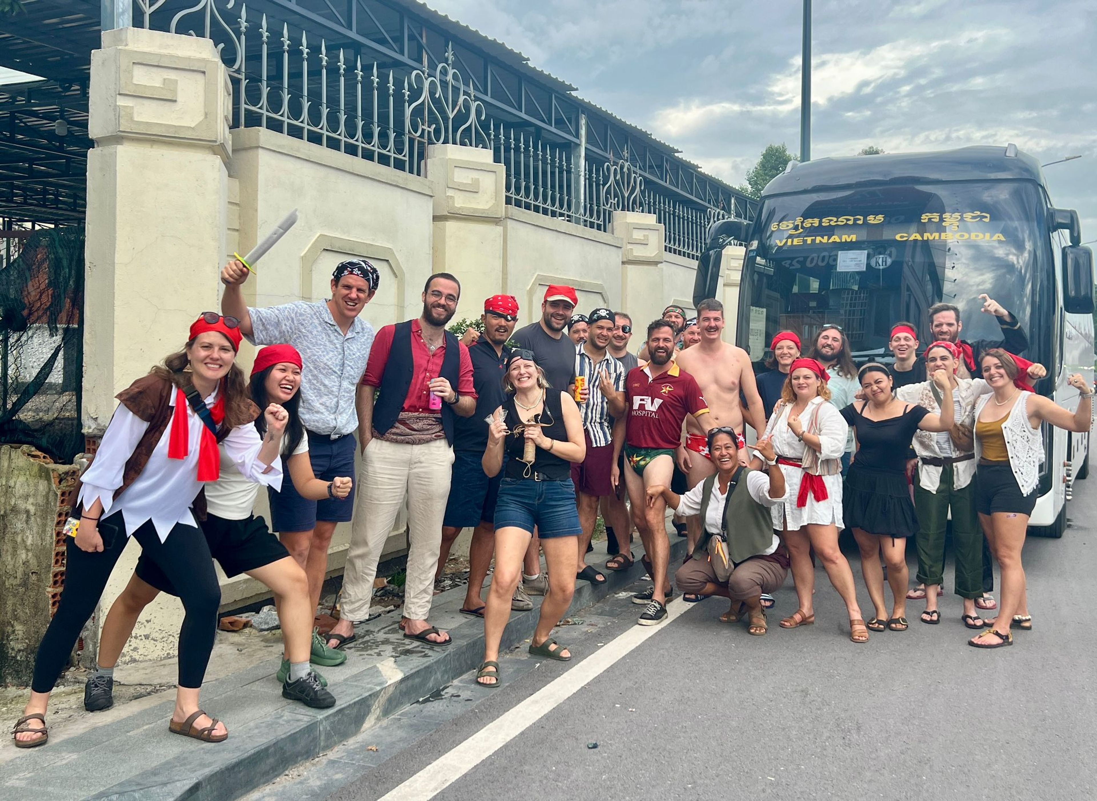 The Geckos touring Phnom Penh as pirates