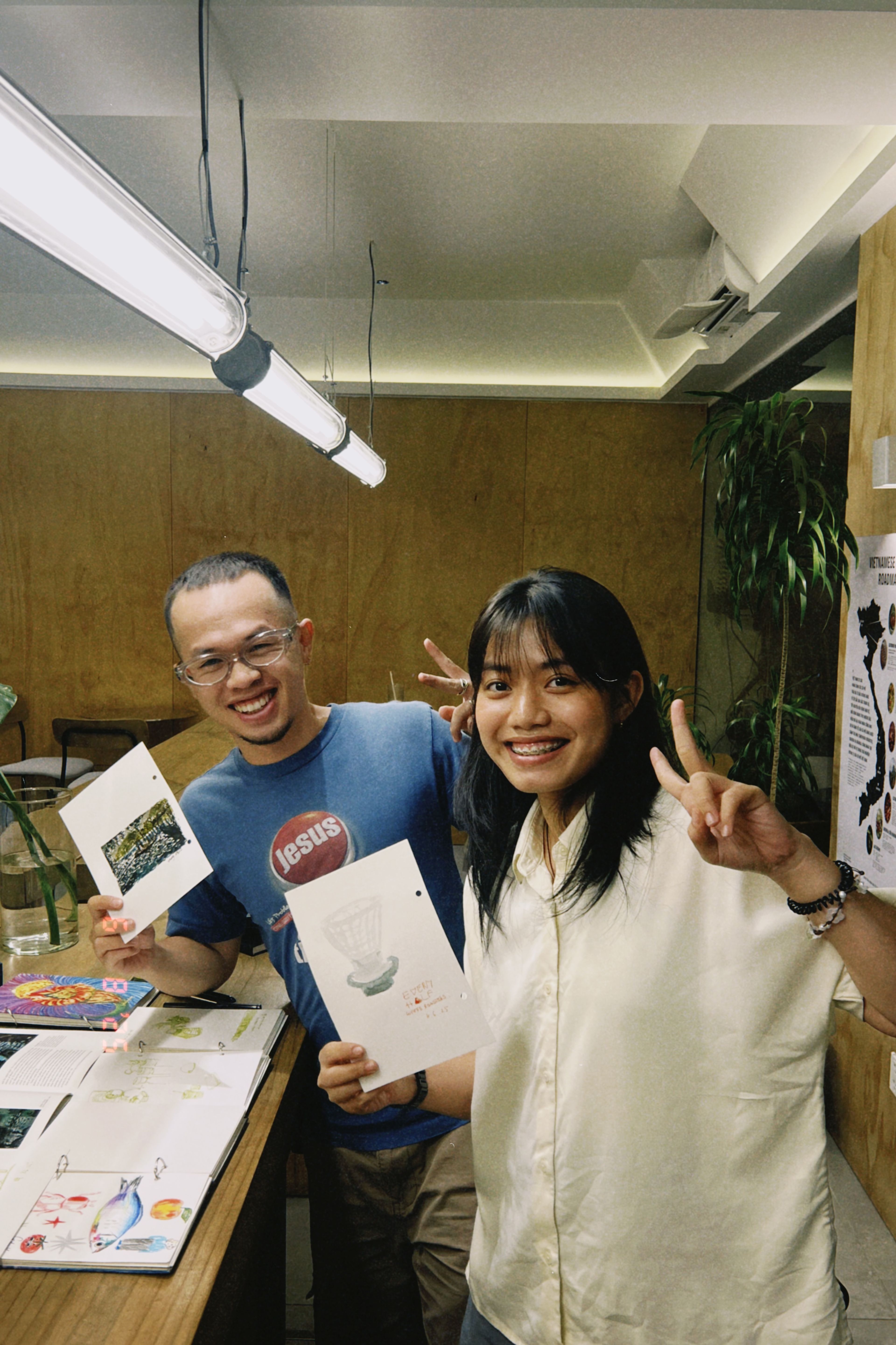 teacher and art student