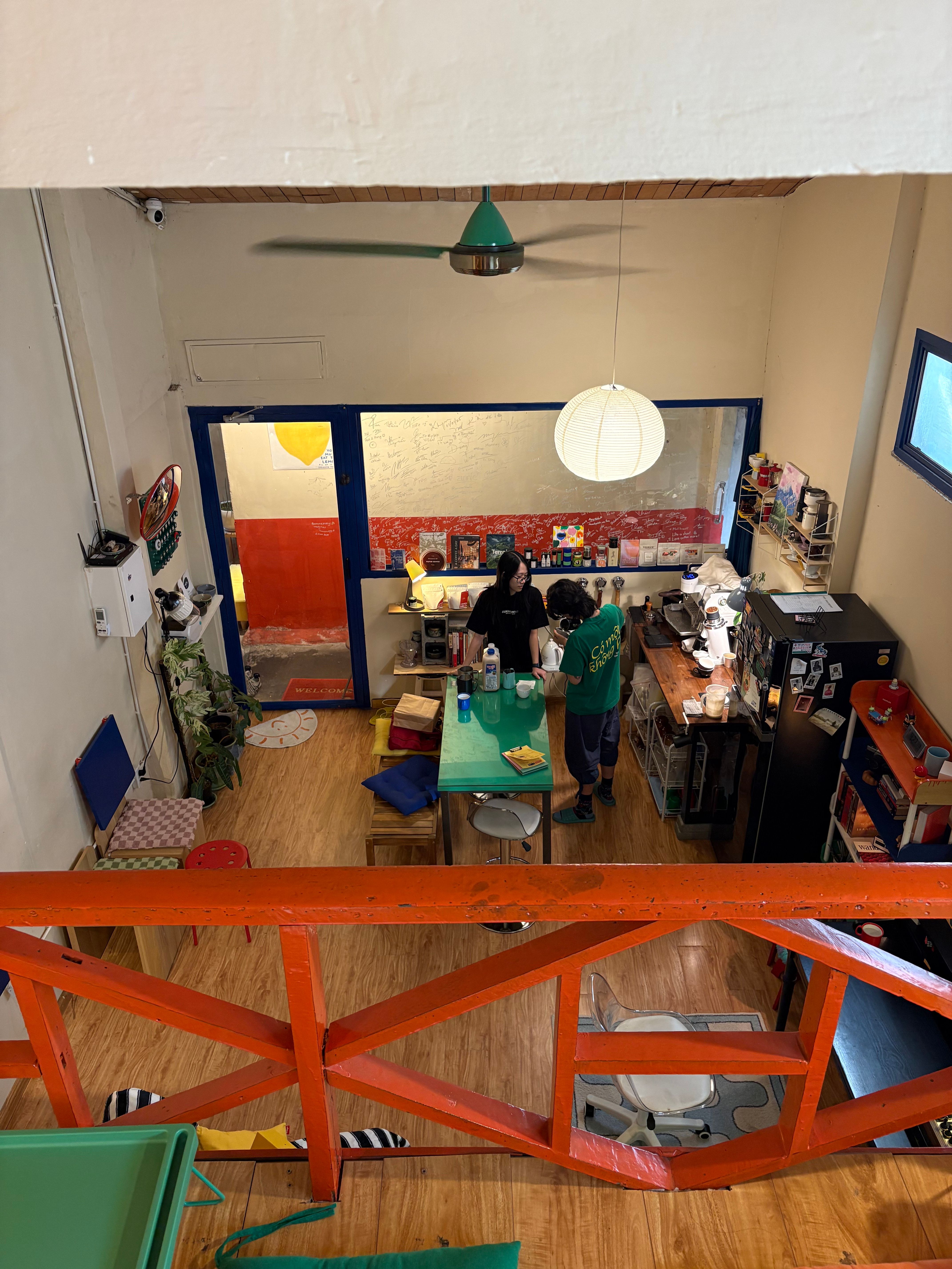 outside trap art room cafe in the hallway 