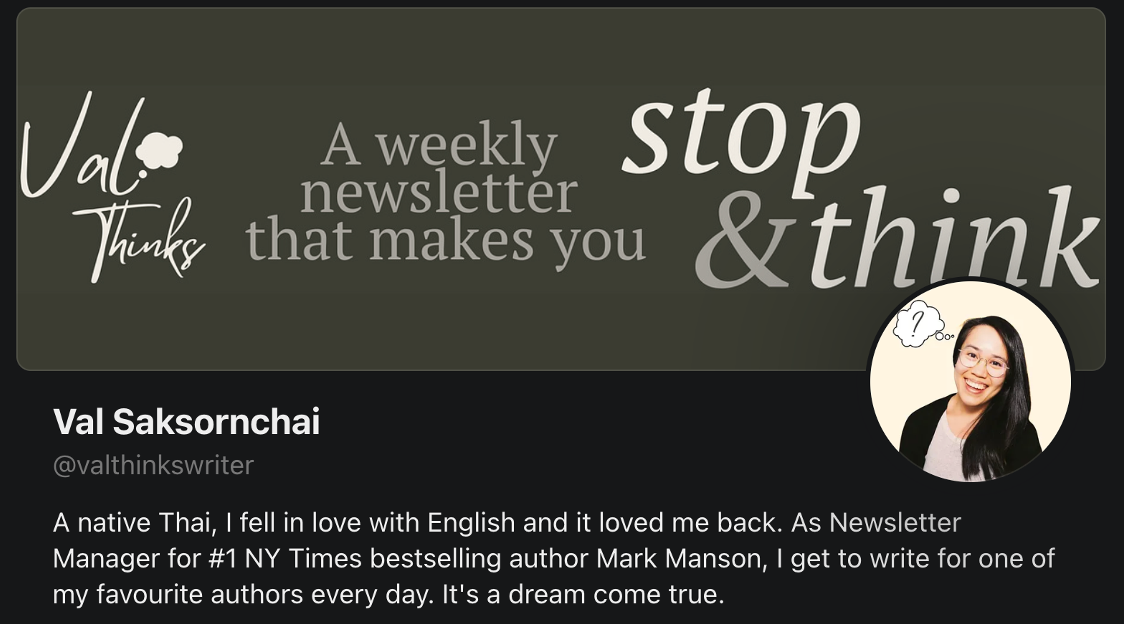 screenshot of val saksornschai newsletter Val Thinks