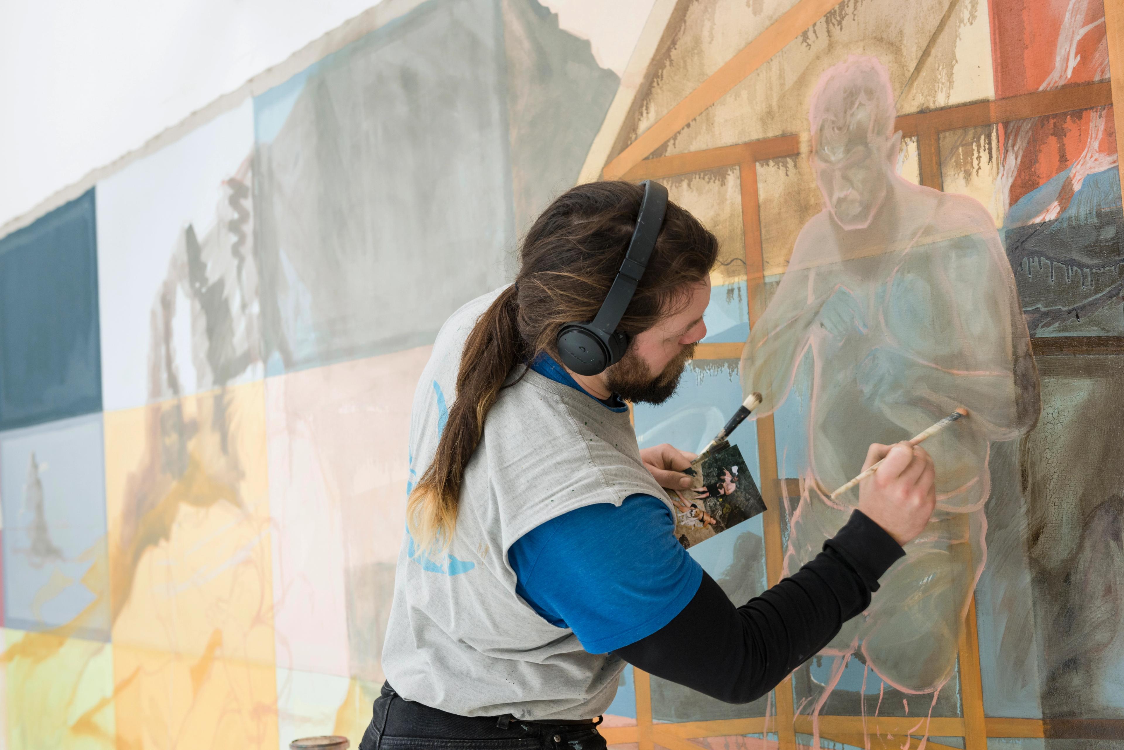 Ruairi working on Unit 1 Gallery