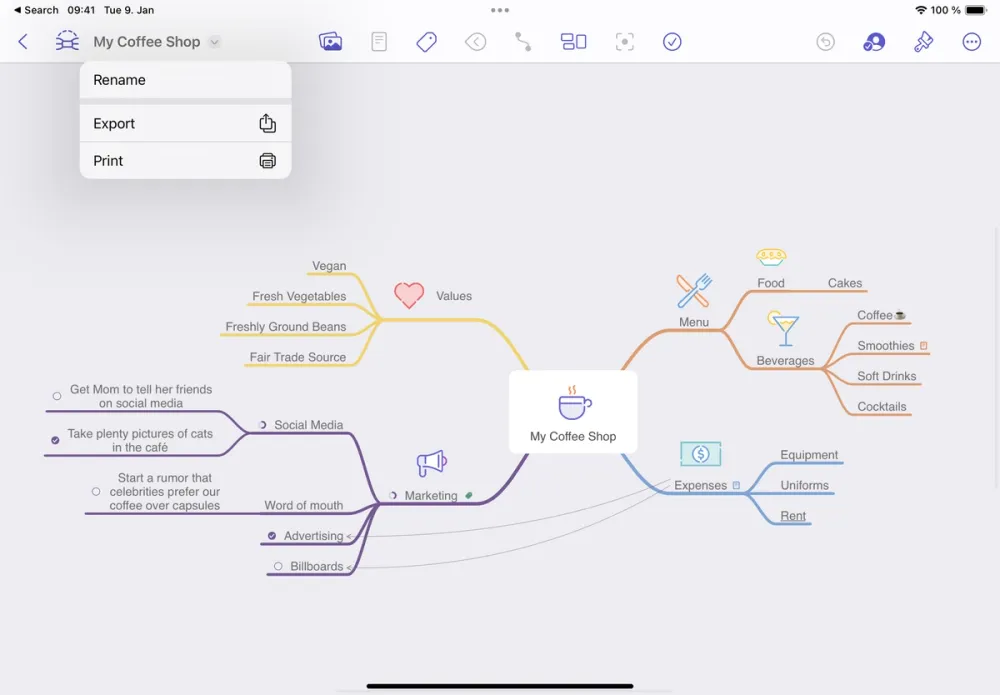 Print a MindNode document on iOS