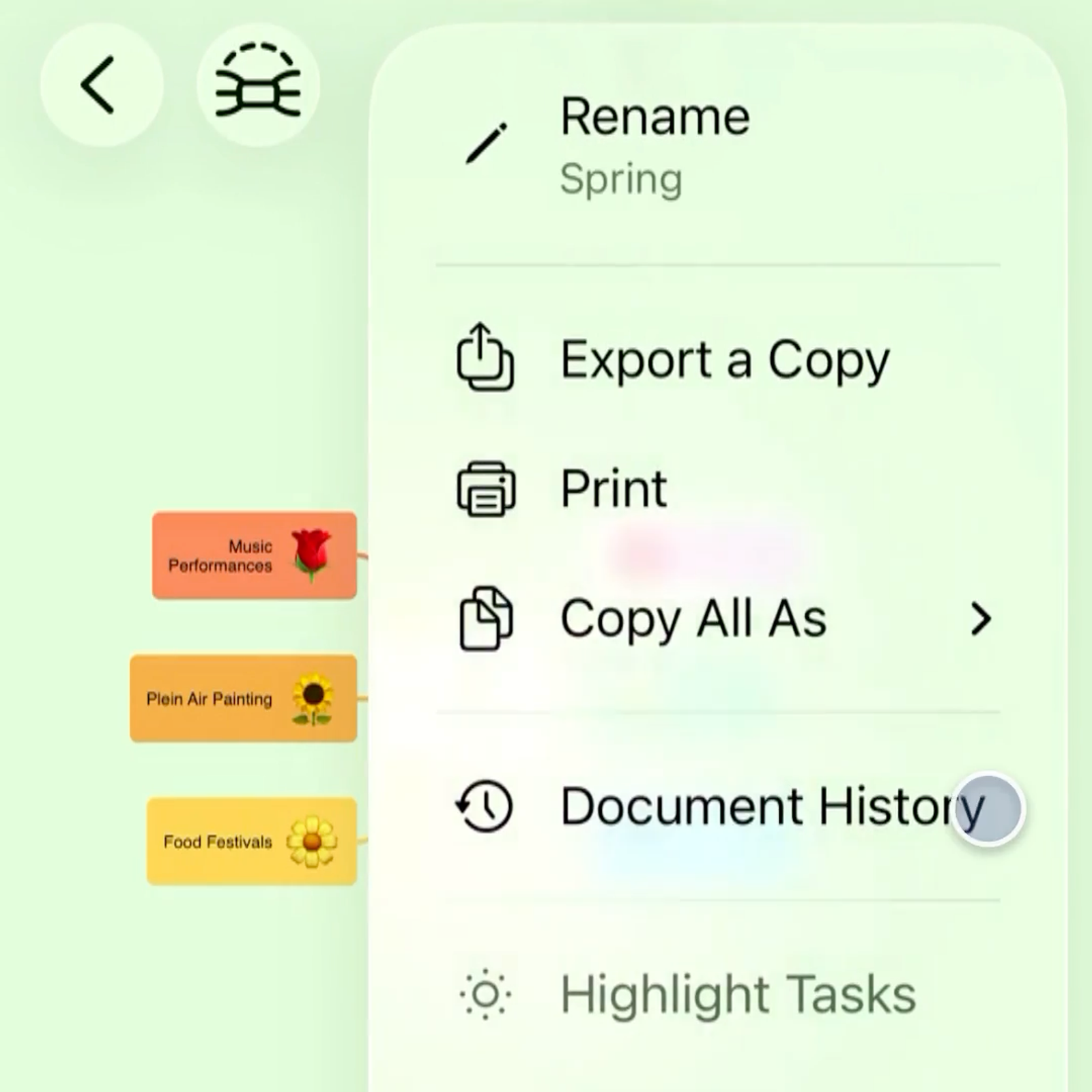 View the history of your document and restore a previous version.