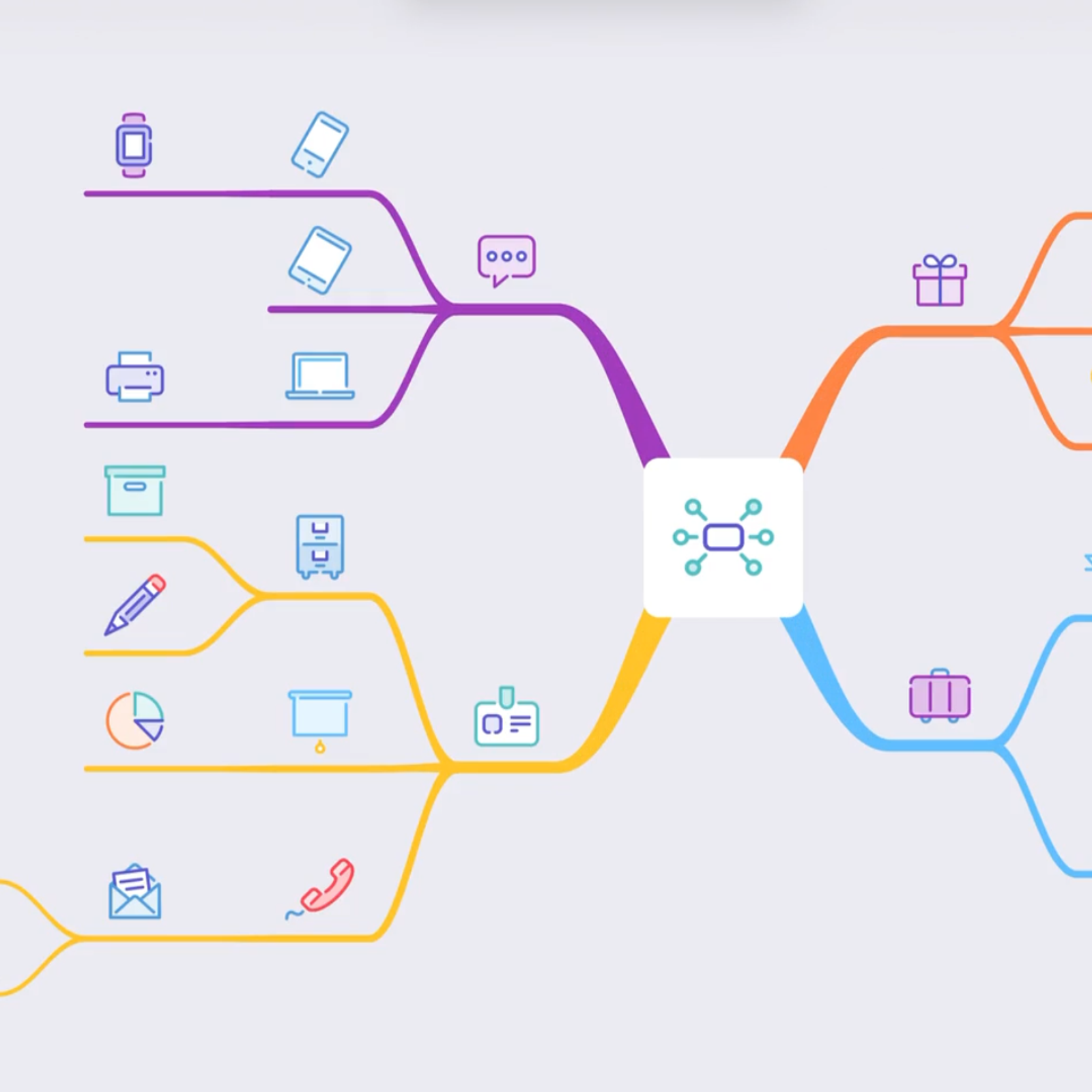 Tapered branches give mind maps a more organic look and make structure easier to follow.