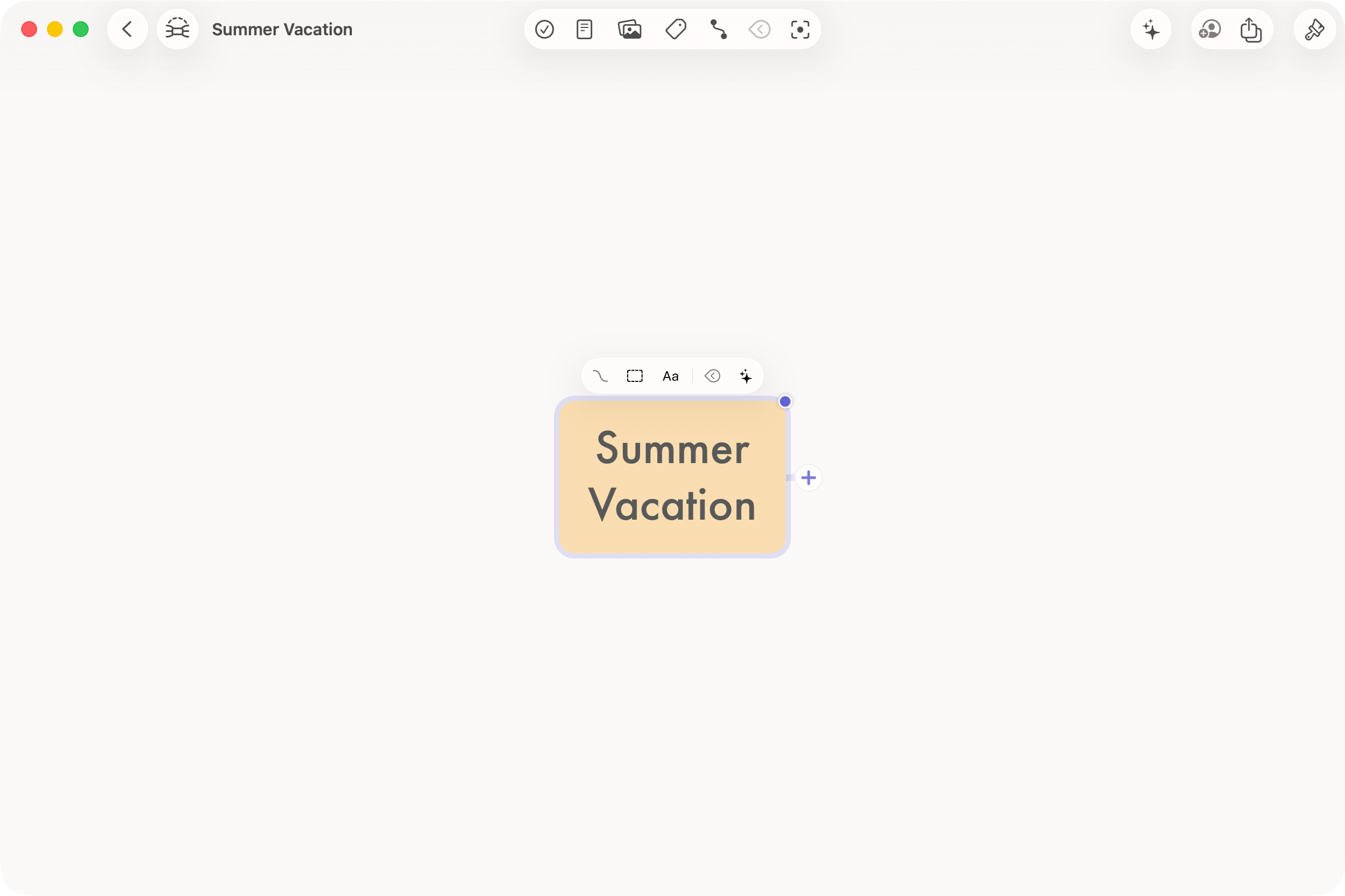 Mind Map with a single main node that says "Summer Vacation".