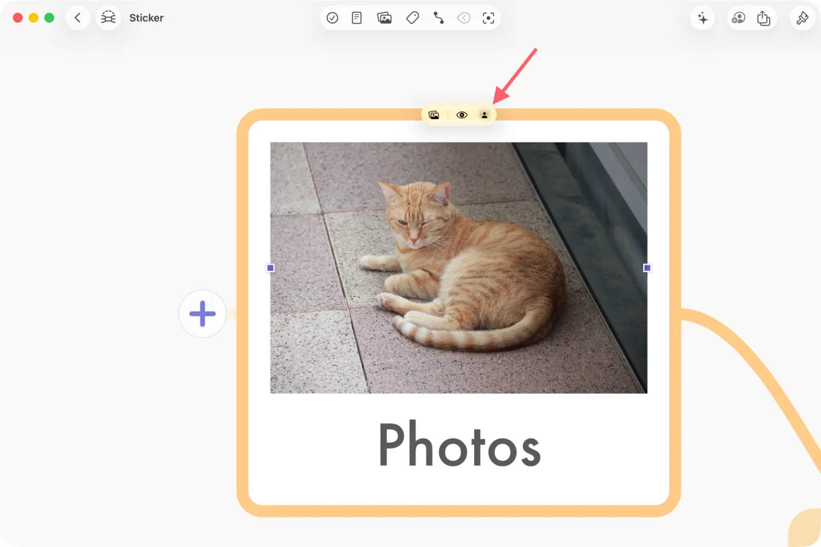 Mind map with images, an arrow pointing at an icon with a person and a dotted background
