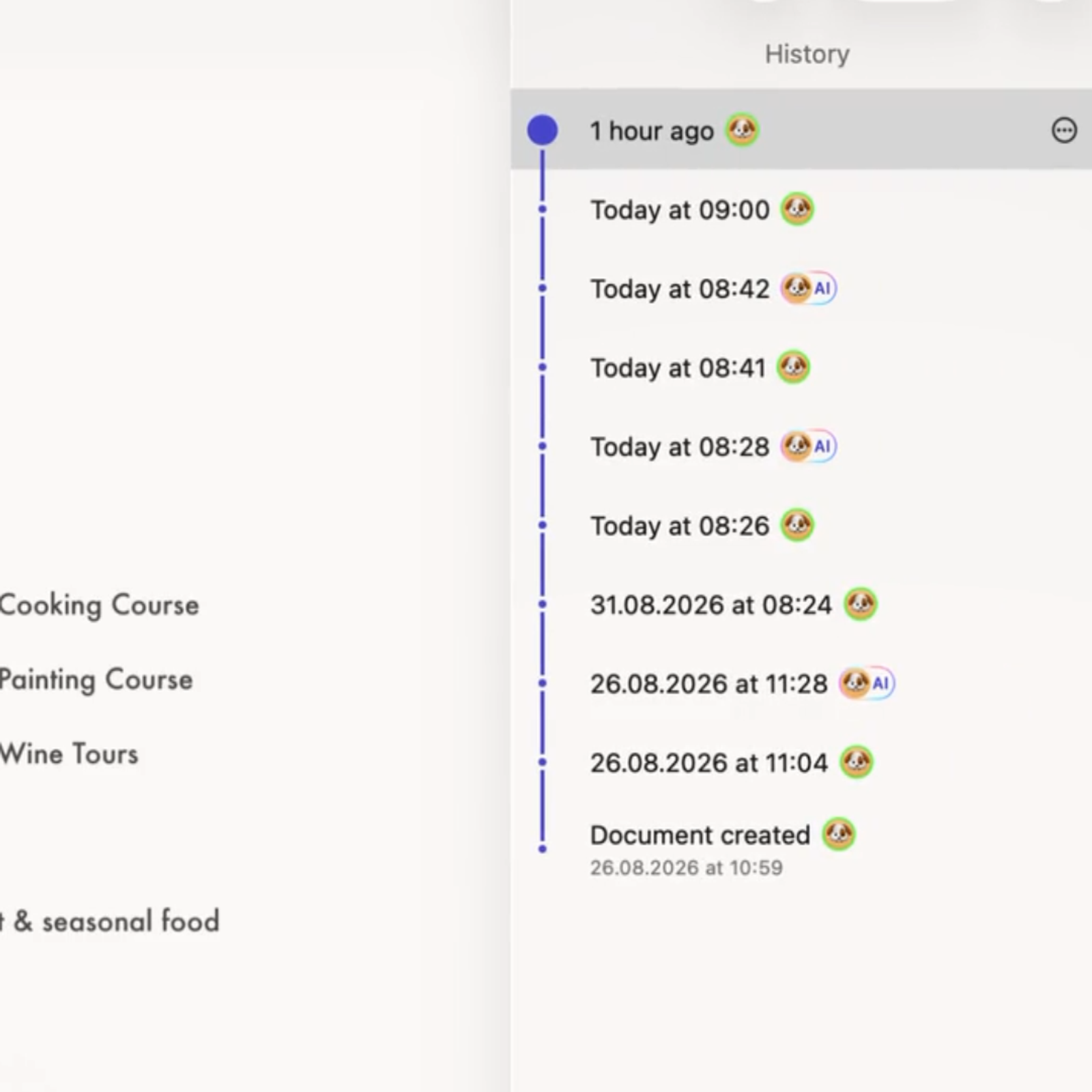 See which changes were made by AI and manage your document history.